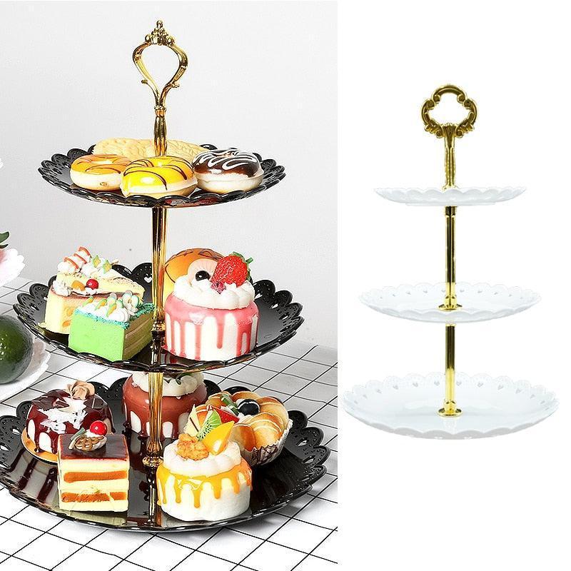 3-tier plate with handles for easy afternoon tea at home