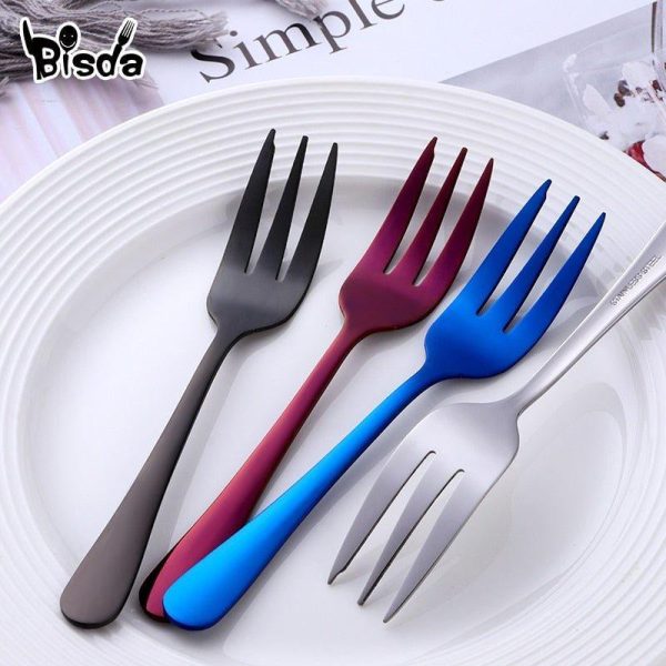 8Pcs Cake Forks Stainless Steel Dessert Fork Colorful Tea Forks Rainbow Small Fork for Fruit Snack Dinnerware Party Utensils