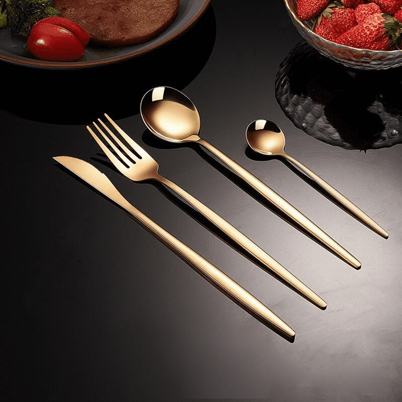 24 pcs,  Gold Dinnerware, Stainless Steel  Set