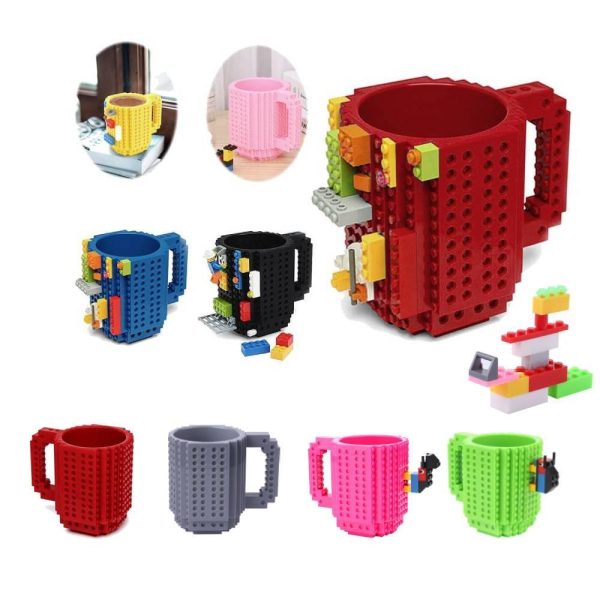 Building Blocks Coffee Mug Creative Mug Cups Build-On Cup for Milk Coffee Water Brick Type Water Bottle DIY Blocks kids Gift