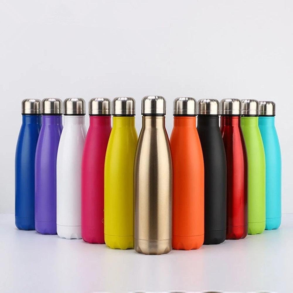 Convenient thermos bottle for carrying hot or iced drinks