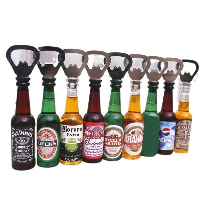Cute beer bottle opener in the shape of a beer bottle with magnet