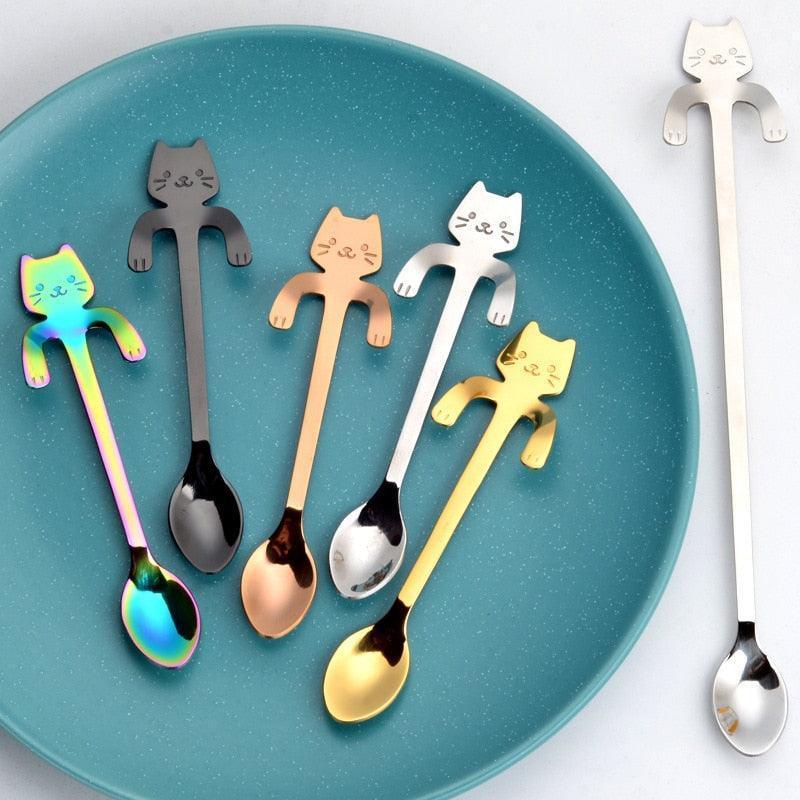 Cute cat-shaped coffee spoon made of stainless steel