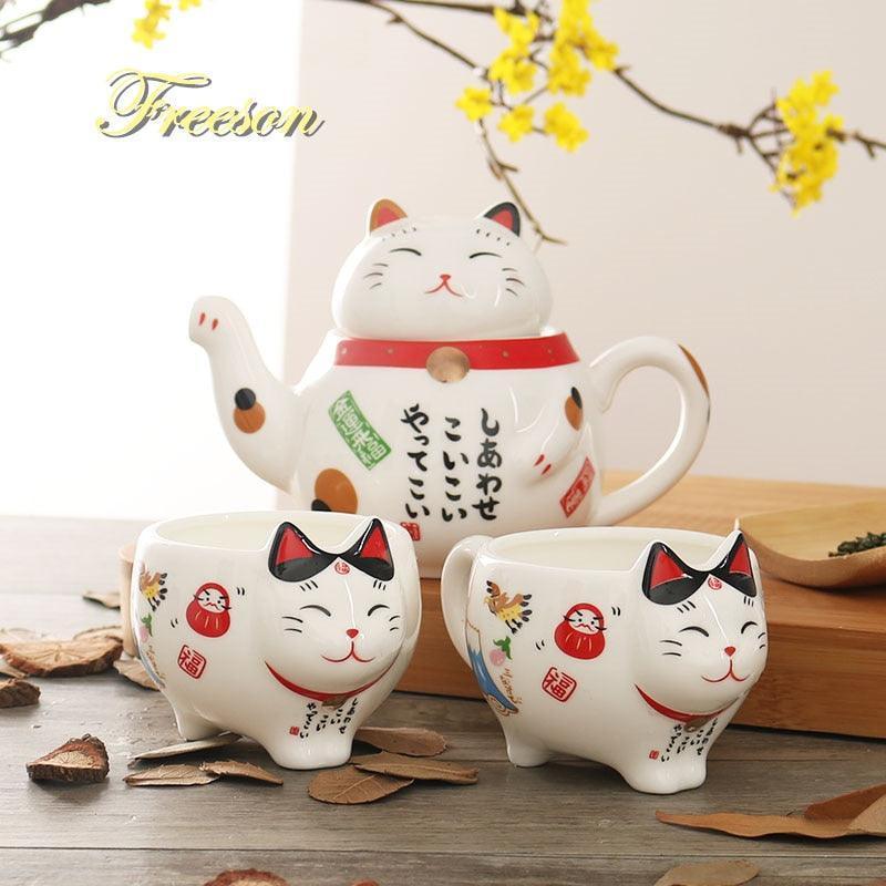 Cute Maneki Neko teacup set