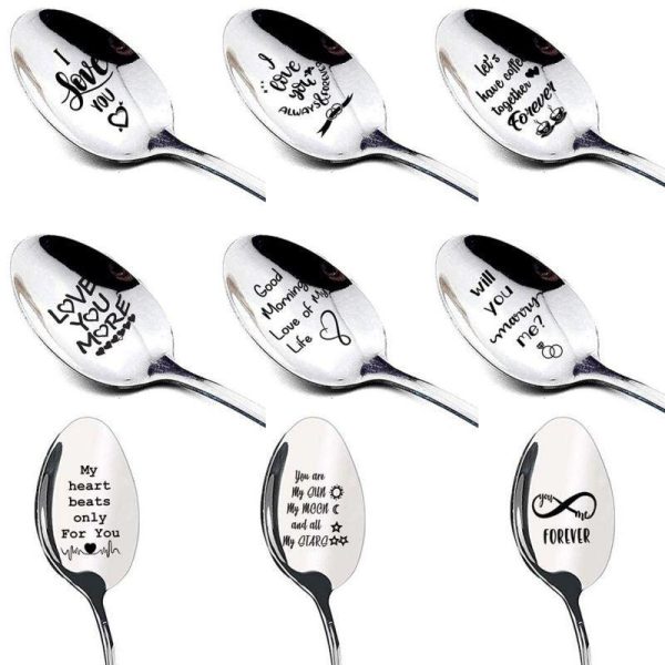 Dessert Ice Cream Fruit Spoon Teaspoon Stainless Steel Milk Coffee Spoons Accessories Tableware Gift for Valentine's Day