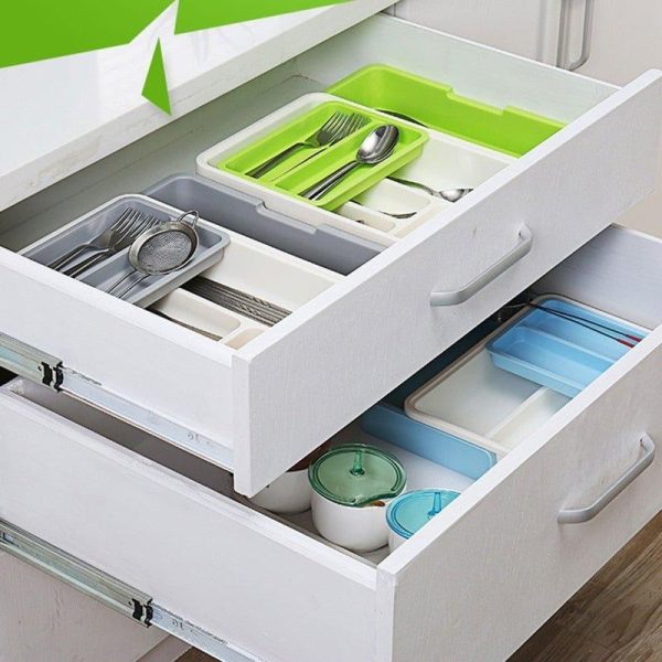 Drawer Cutlery Tray Retractable Double Layer Extendable Tableware Organizer for Home Kitchen Multifunctional Utensils