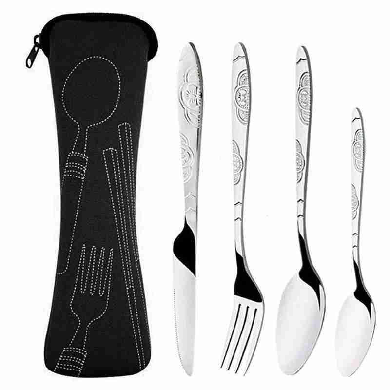 family-travel-camping-cutlery-4pcs-steel-knifes-fork-spoon-set-eyeful-four-piece-dinnerware-set-with-case-pocoro-1 Family Travel Camping Cutlery 4Pcs Steel Knifes Fork Spoon Set Eyeful Four-piece Dinnerware Set with Case