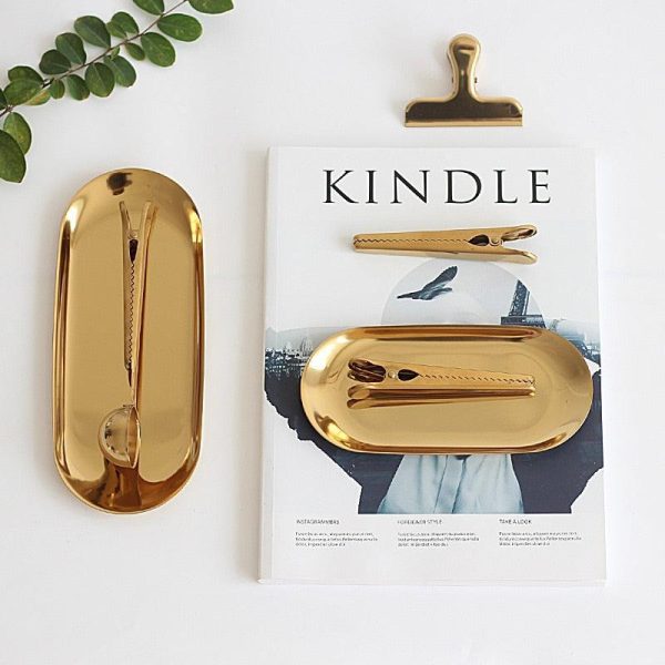 Fruit Sancks Jewelry Display Plate Stainless Steel Gold Storage Tray Kitchen Organizer Tools Metal Seal Clip Bean Spoon Clip