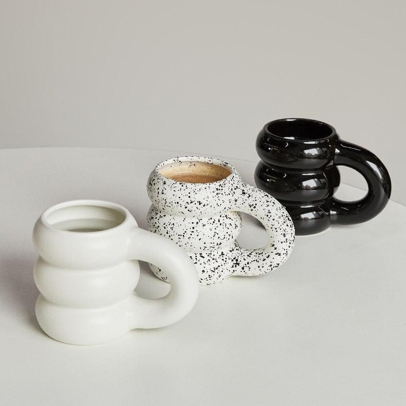 Nordic Coffee Cups with Big Handrip Colored Ceramics Creative Water Cup Ceramic Mug Big Juice Mugs