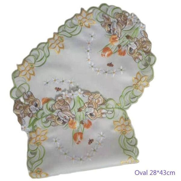 pad cloth cup HOT oval Easter bunny embroidery table place mat dish tea coaster placemat mug doily kitchen Easter Accessories