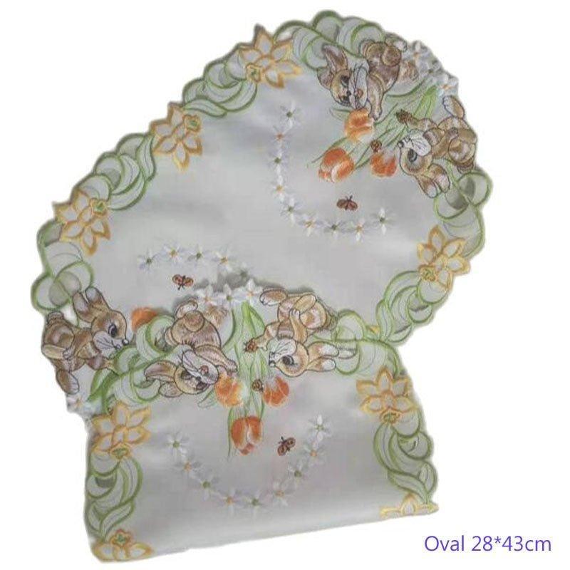 pad cloth cup HOT oval Easter bunny embroidery table place mat dish tea coaster placemat mug doily kitchen Easter Accessories