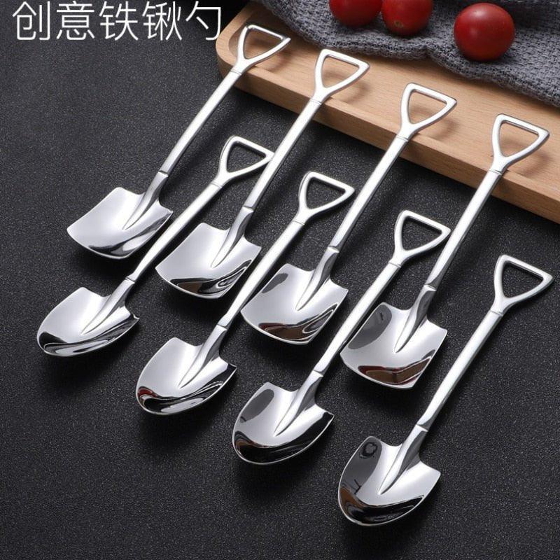 Retro Kitchen Tableware 304 Stainless Steel Spade Spoon Watermelon Ice Cream Honey Creative Personality Spoon As A Gift