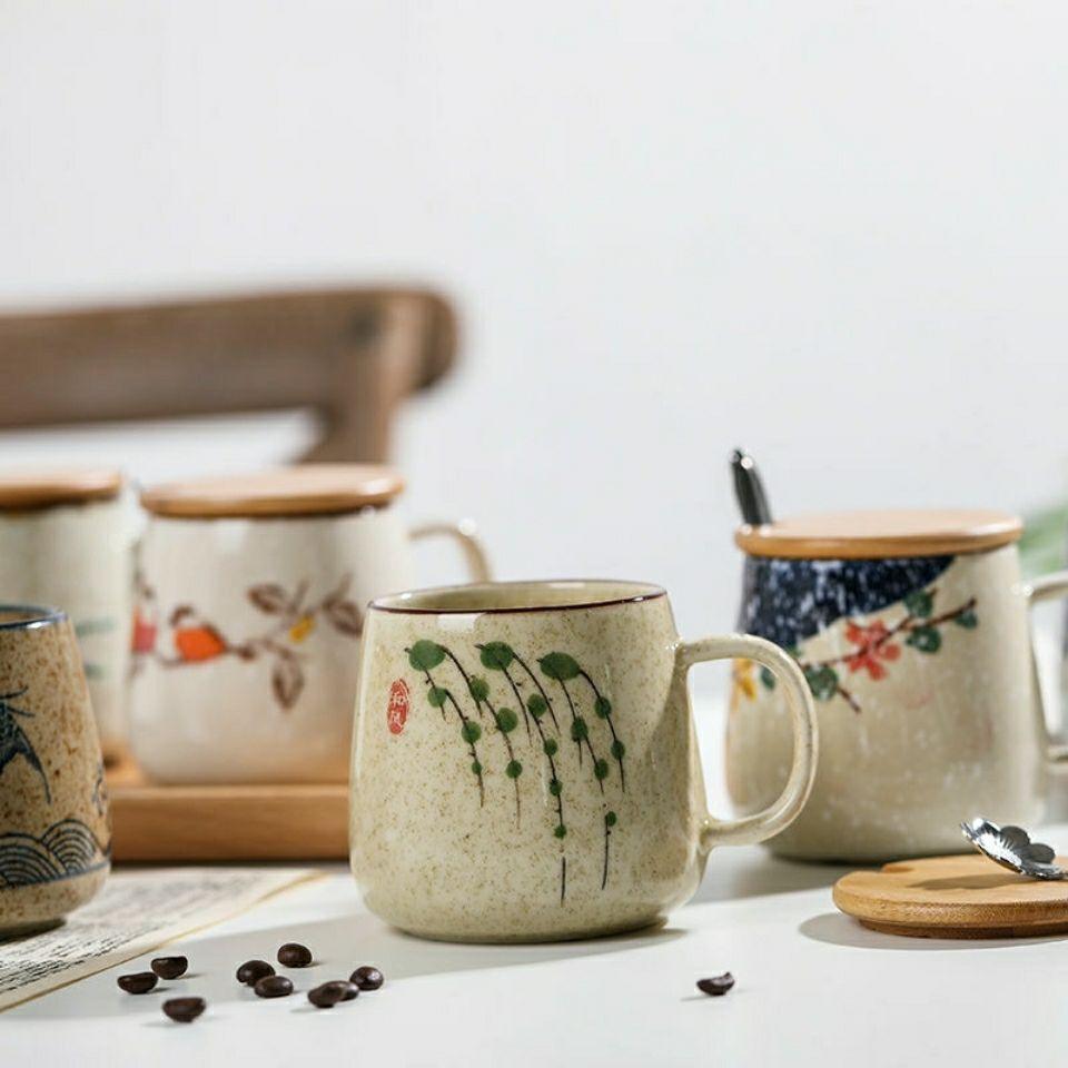 Retro patterned ceramic coffee mug