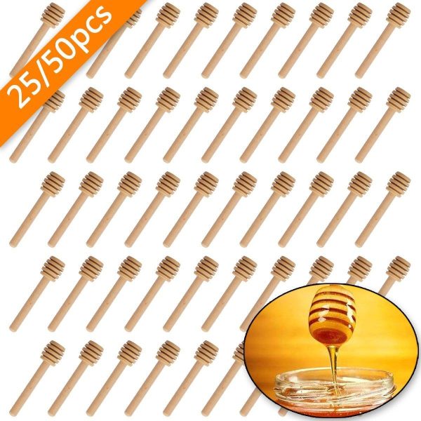 Small Wood Dipper Stick Mixing Spoon 8cm Mini Wooden Honey Stir Bar Drizzler Honey Stirrer  Drizzle Jar Dispenser Server