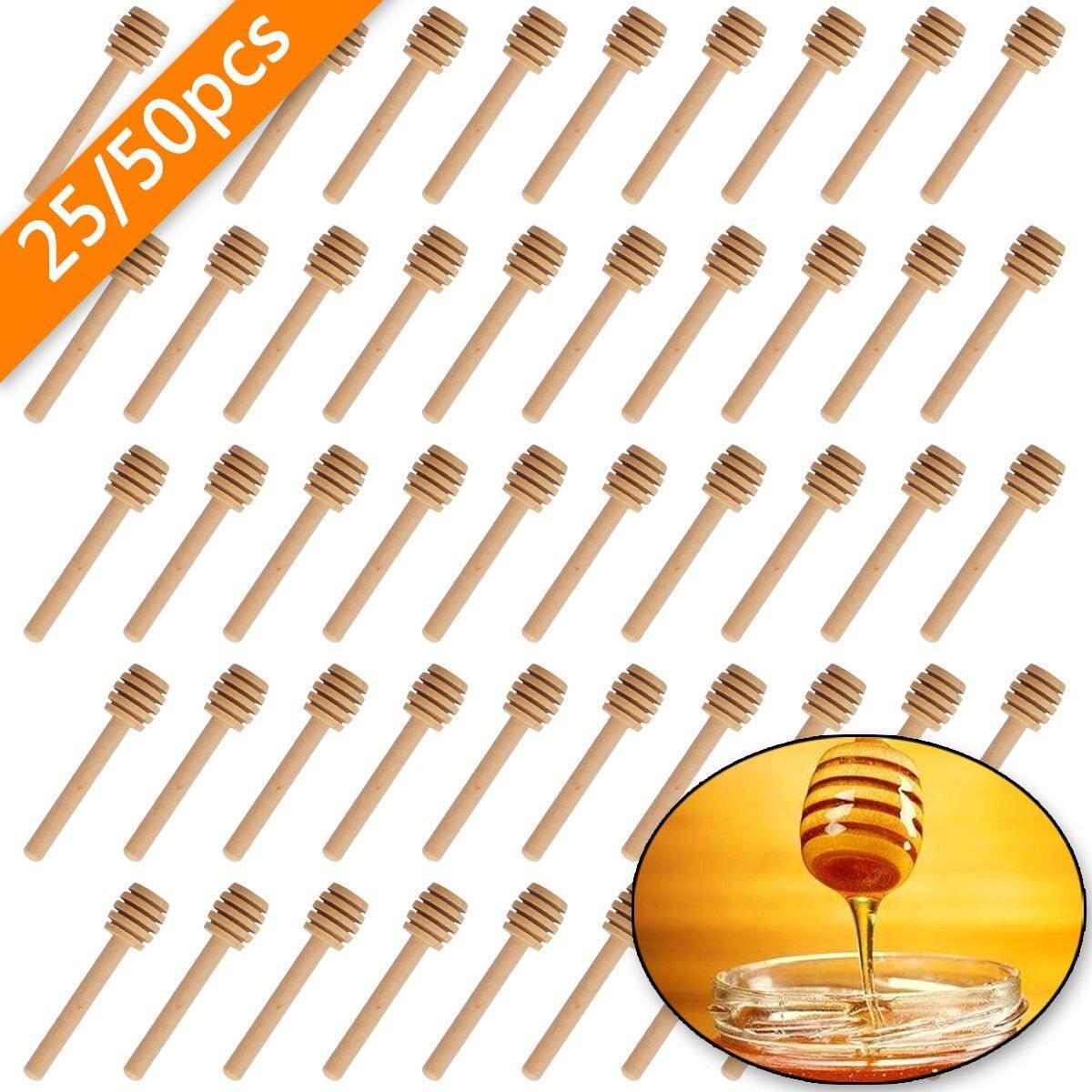 Small Wood Dipper Stick Mixing Spoon 8cm Mini Wooden Honey Stir Bar Drizzler Honey Stirrer  Drizzle Jar Dispenser Server
