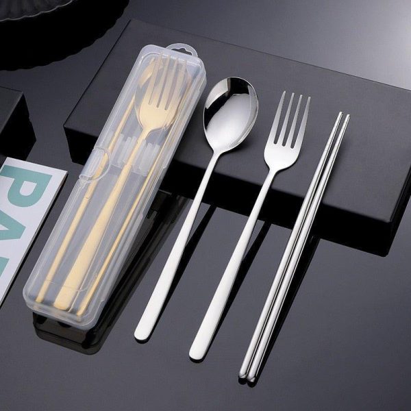 Tableware Dinnerware with Case Portable Travel Cutlery Set Stainless Steel Chopsticks Fork Spoon Silverware Kitchen Accessories