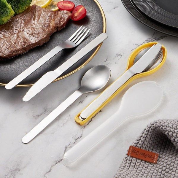 Travel Utensils Set Stainless Steel Cutlery Set Tableware Dinner Knife Fork Spoon Flatware Set with Case Reusable Portable Box