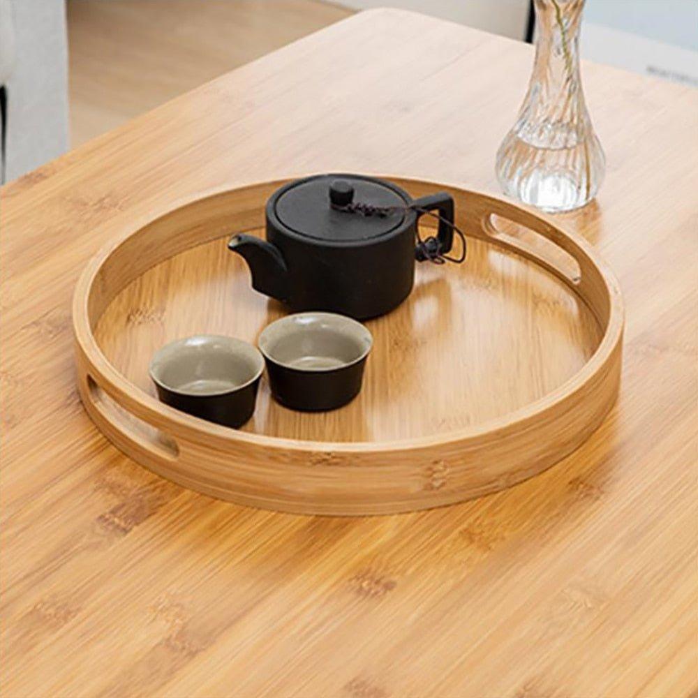 Wooden round service tray